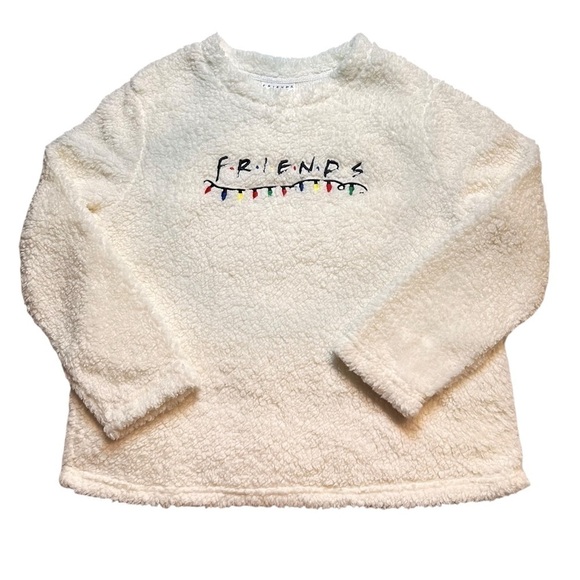 FRIENDS The Television Series Fleece White Pullover Sleepwear Top Long Sleeve L - Picture 1 of 7